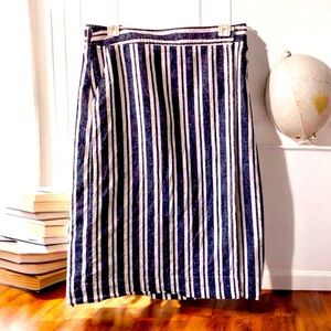 GAP Striped Wrap Skirt Coastal Cottagecore Academia Staple Size M (POCKETS!)